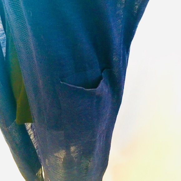 NWT THEKORNER PARIS Sleeveless Knit Navy Duster - Picture 4 of 6